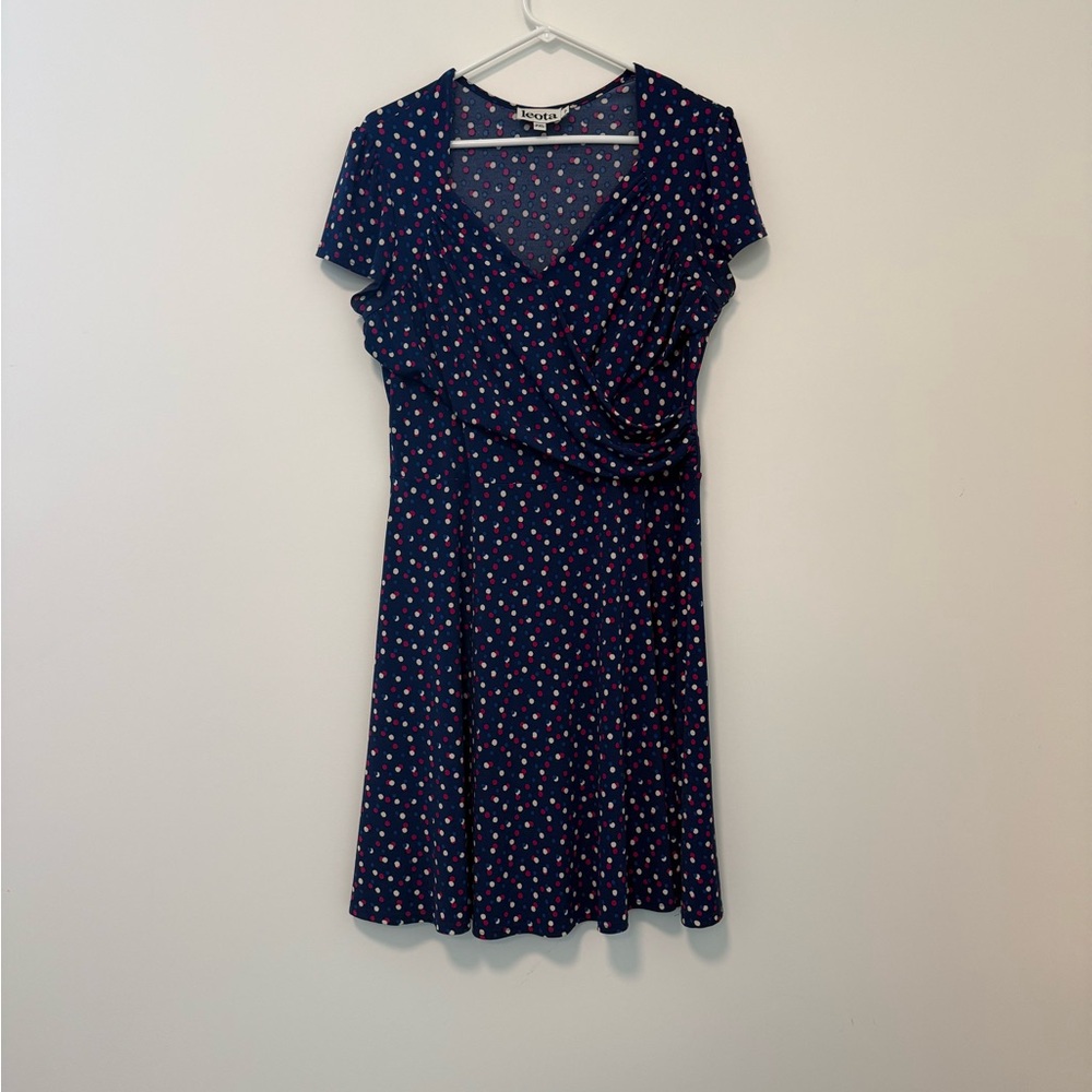 Leota Navy Polka Dot Mini Dress